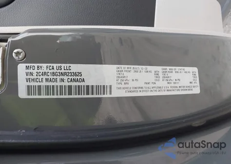 2022 Chrysler Pacifica Touring L from USA, damaged, VIN 2C4RC1BG3NR233625